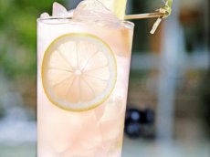 Cool off with this tequila-infused pink lemonade at Villa Azur.